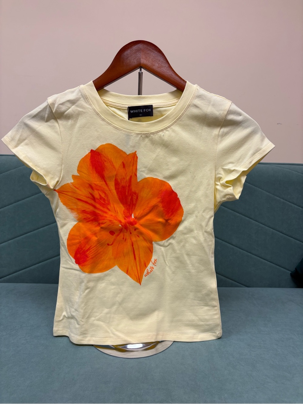 White Fox Boutique Lemon Tee with Orange Floral Burst